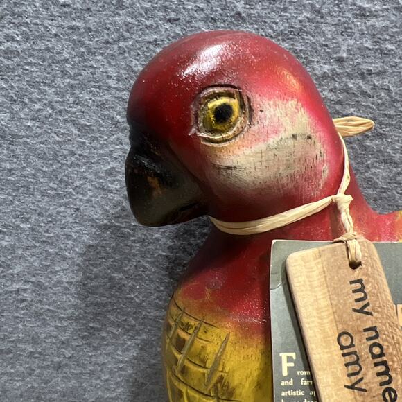 Vintage Recupe Hand Carved Hanging Hand Painted Parrot 15” - Picture 3 of 14